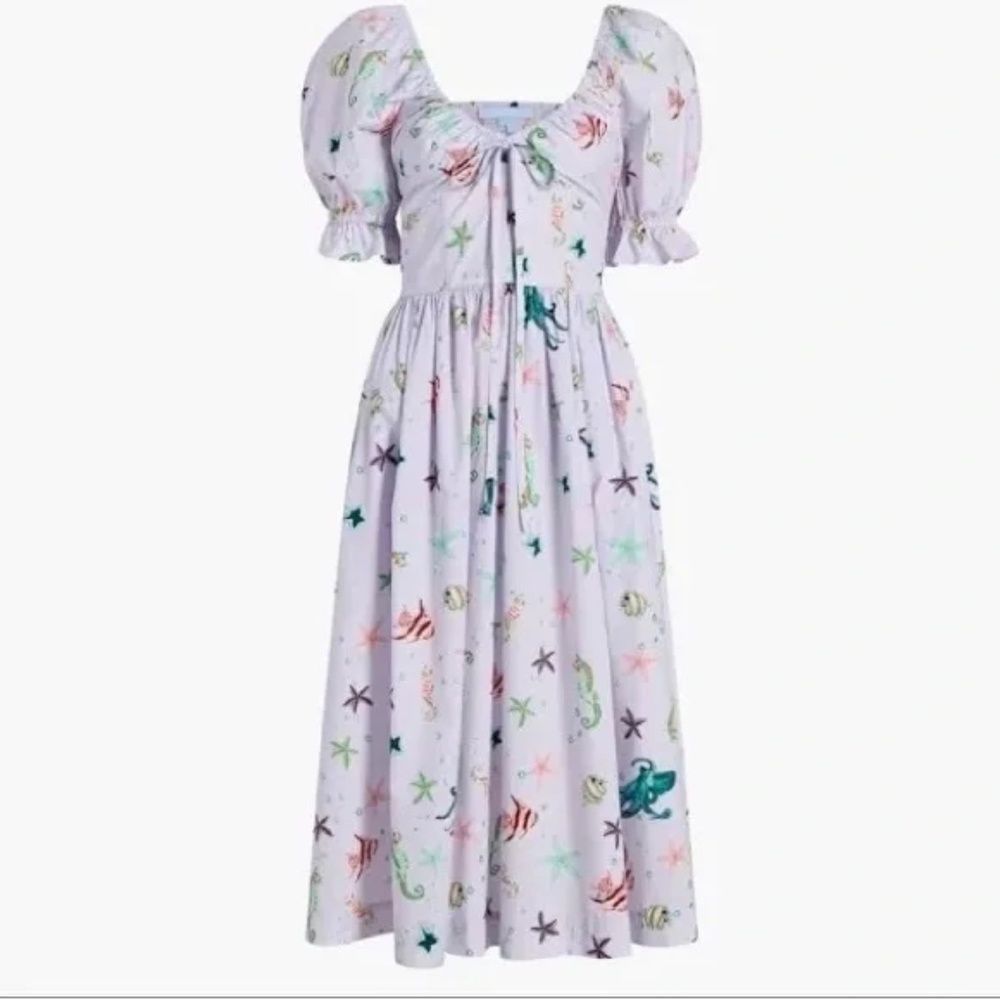 Hill House Midi Dress with Multicolor Sea Motif